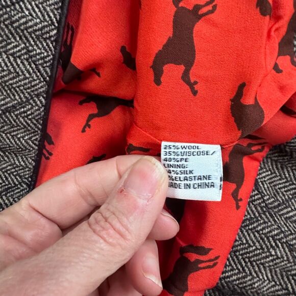 Elizabeth McKay Wool Blend Quilted Herringbone Vest Horse Lining Gray Women’s S - Picture 5 of 6